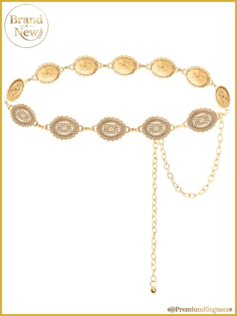 Gold Chain Belt Thick Metal Link Waist Belt Western Cowgirl Style